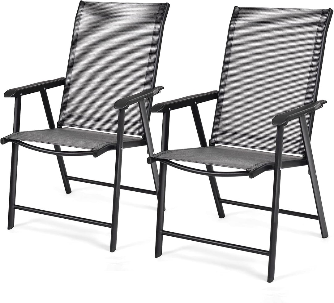 GOPLUS 2er Set Klappstuhl für Indoor und Outdoor, Gartenstuhl mit Rückenlehne und Armlehne, Balkonst