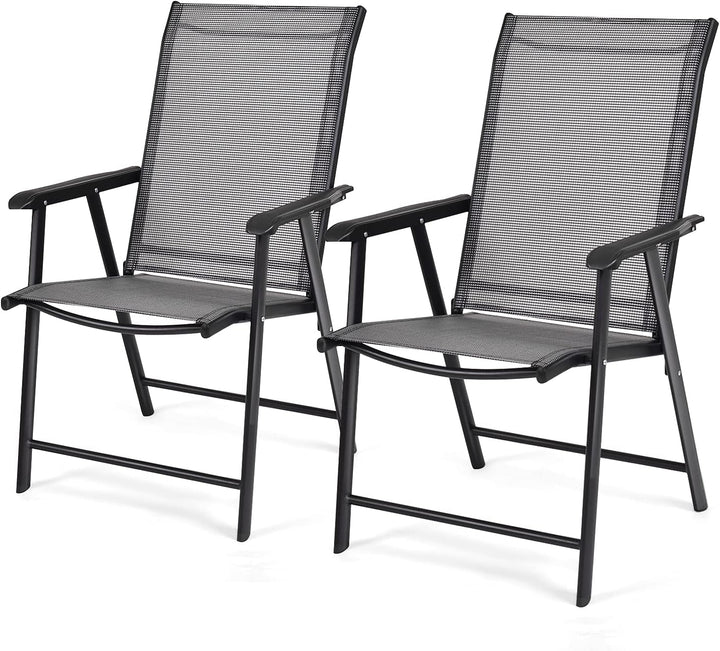 GOPLUS 2er Set Klappstuhl für Indoor und Outdoor, Gartenstuhl mit Rückenlehne und Armlehne, Balkonst