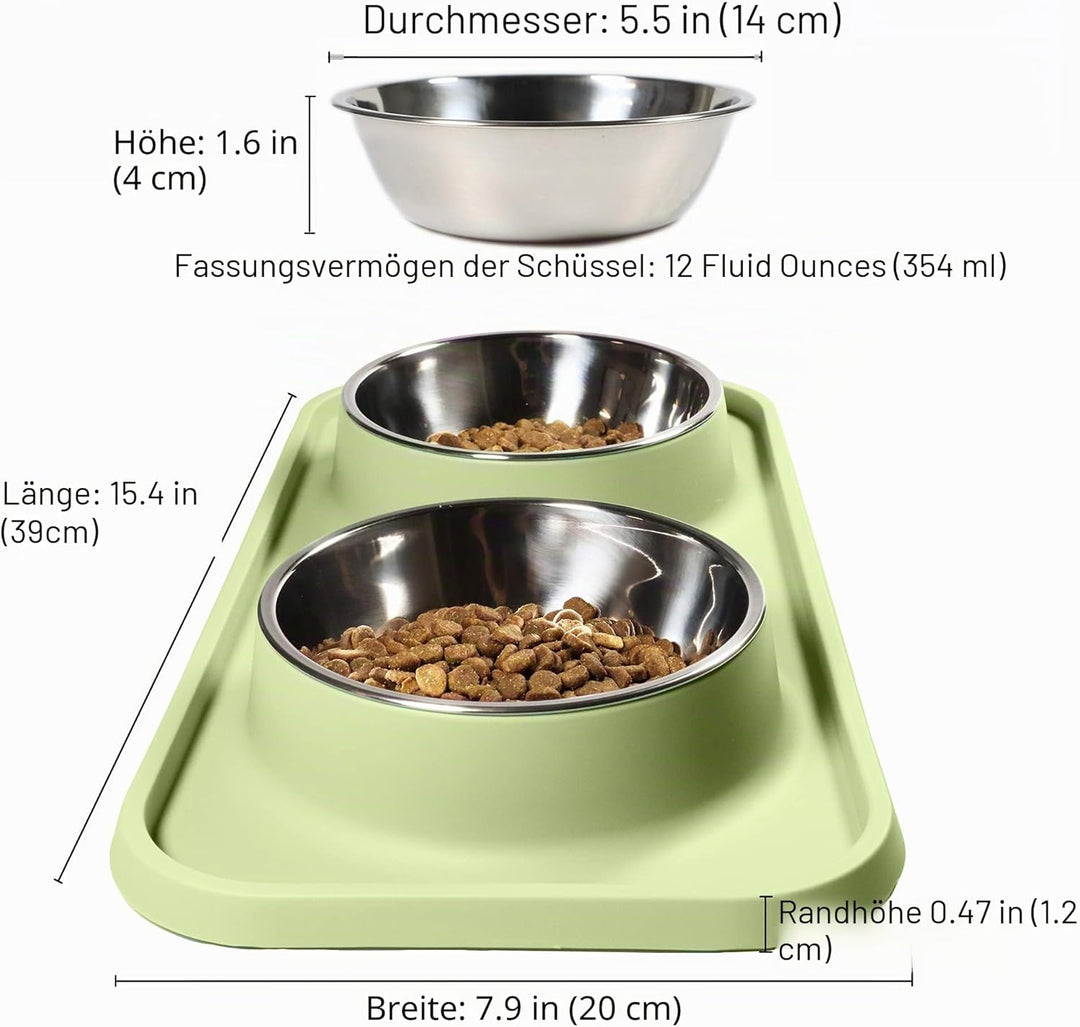 L.D.Dog Katzenfutternäpfe, Katzennäpfe, rutschfest und auslaufsicher, Silikonmatten mit Ständer, her