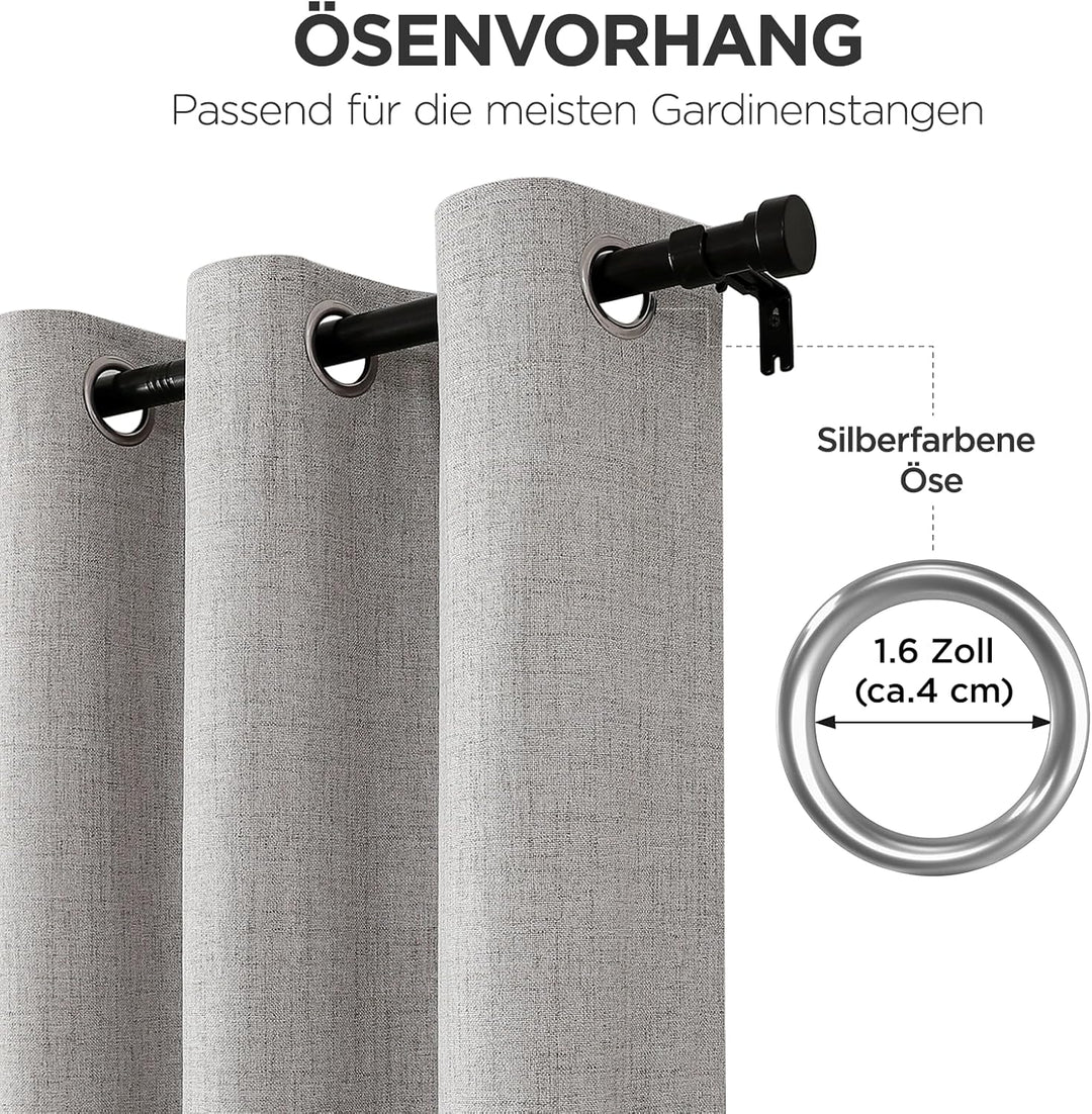 Joydeco 100% Blickdichte Vorhänge mit Ösen Gardinen Leinenoptik 2 Stück, Verdunkelungsvorhang Leinen