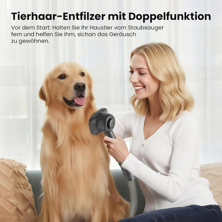 Akku Staubsauger, 600W/58000Pa/75Min, Laufzeit Staubsauger Kabellos mit Tierhaar-Entfilzer und LED D