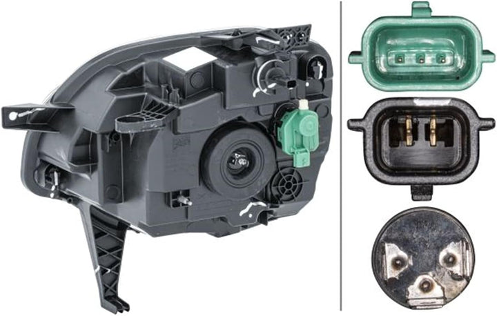 HELLA 1LD 011 561-041 Halogen-Hauptscheinwerfer für Linksverkehr - vorne rechts, rechts