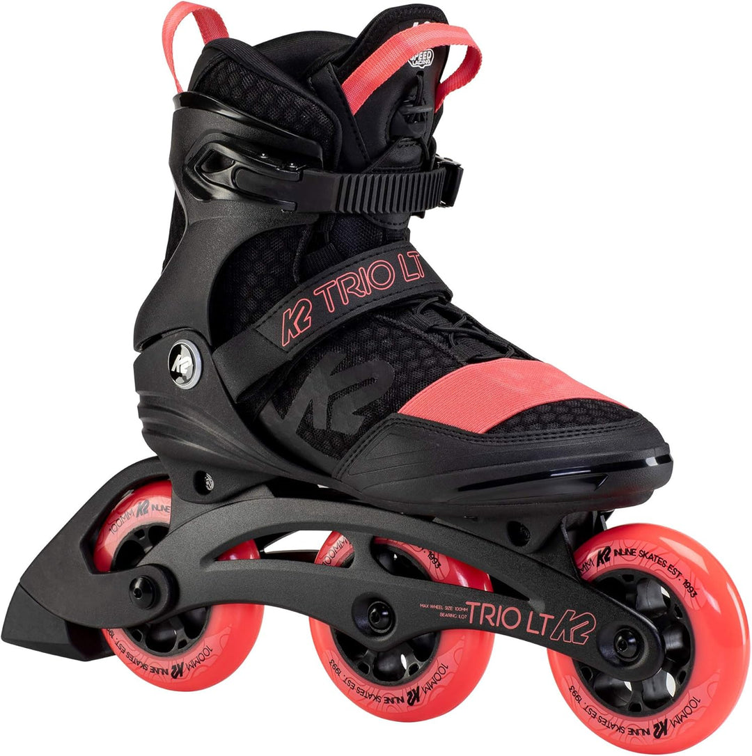 K2 Skates Unisex Inline Skates TRIO LT 100 SHORT CUFF, black - coral, 30F0128 EU: 40.5 (UK: 7 / US: