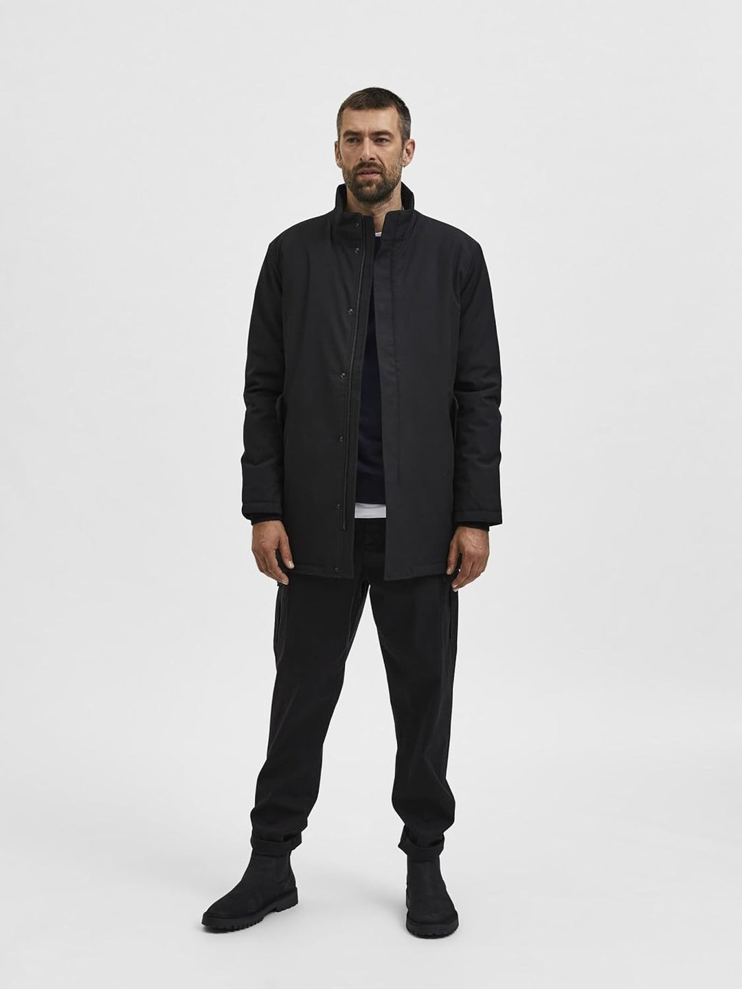 Selected Homme male Wattierte Jacke High Neck S Schwarz, S Schwarz