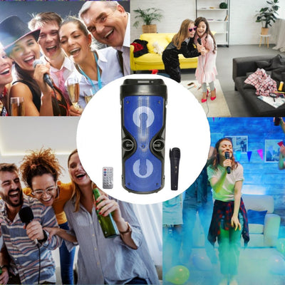 Bluetooth-Lautsprecher – Tragbarer Lautsprecher mit Karaoke-Modus und Mikrofon, FM-Radio und USB- un