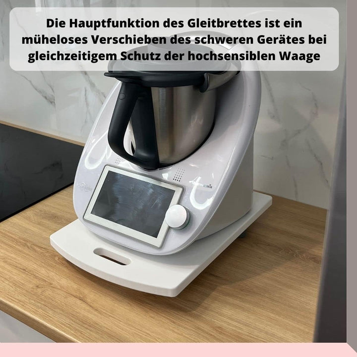 Gleitbrett für den Thermomix TM5 TM6 Rollbrett Slider müheloses Verschieben & sicherer Stand (Weiss