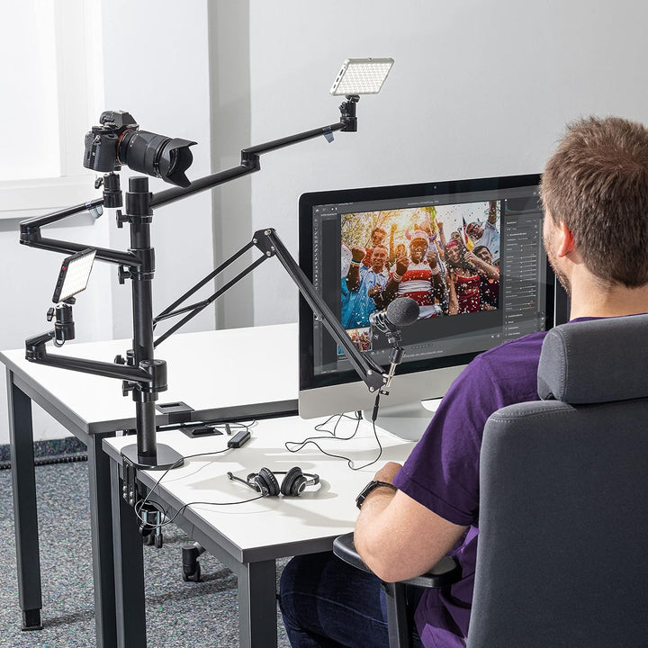 Walimex pro Flexibles Mikrofon Boom Arm Tischstativ Ständer zur Befestigung von Kamera, LED bis 2kg
