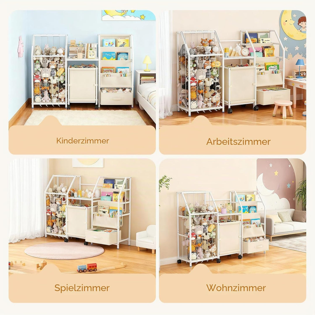 Brolteja 3-in-1 Spielzeugaufbewahrung für Kinder, Aufbewahrungsmöbel mit Boxen und Regalen, für Spie