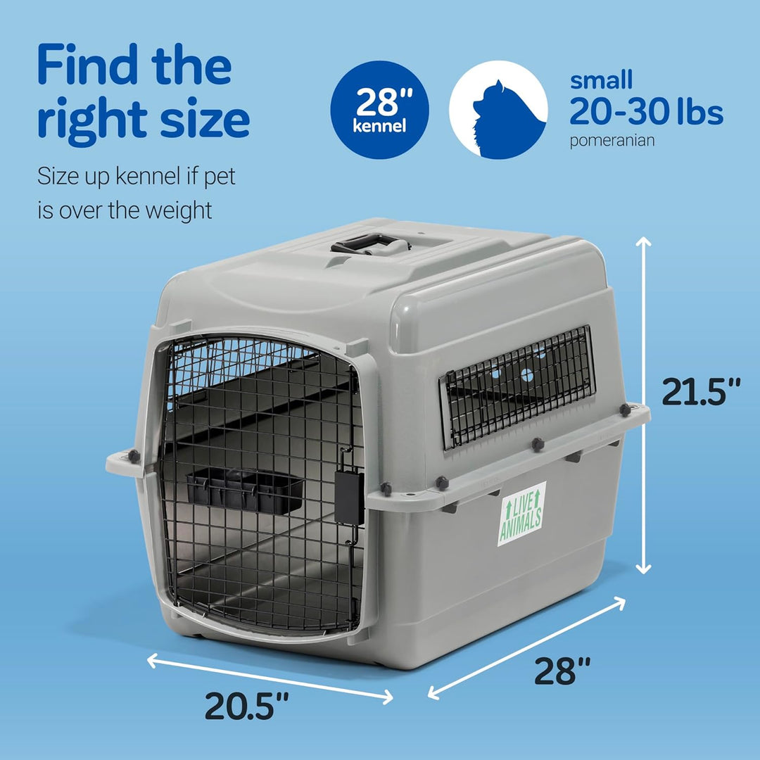 Petmate 00200 Transportin Sky Kennel 28, 71,12 L x 52,07 B x 54,61 H cm, Grau L 71 x B 52 x H 55 cm