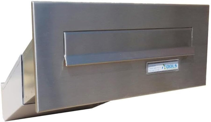 D-041 Edelstahl Mauerdurchwurf Briefkasten mit Klingel (Tiefe: 23-38 cm) - LETTERBOX24.de