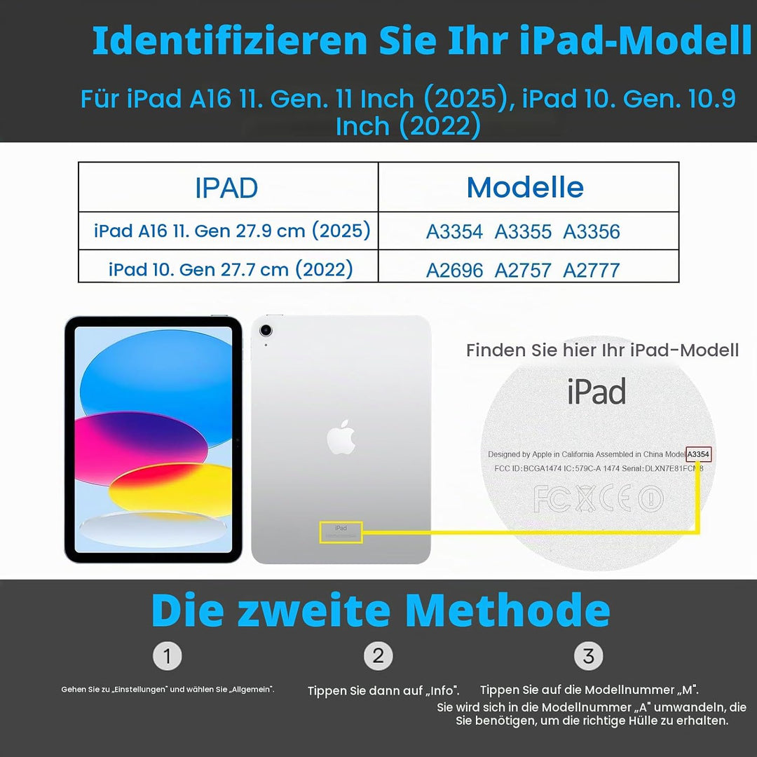 Gexmil Hülle für iPad 10. Generation 2022 10,9 Zoll Echt Leder Hülle mit Stylus Halter Anti-Fingerab