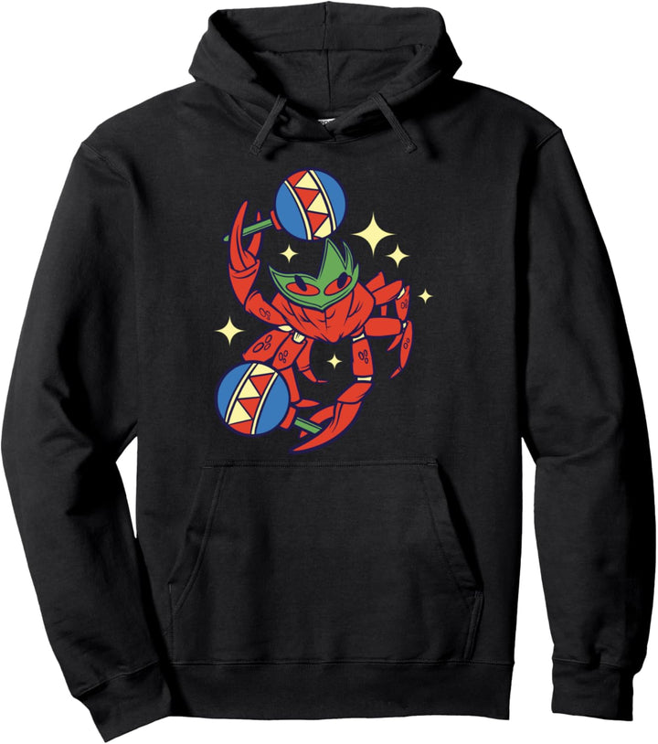 Krabbe mit Maske, lustige Musik, mexikanische Maracas Pullover Hoodie