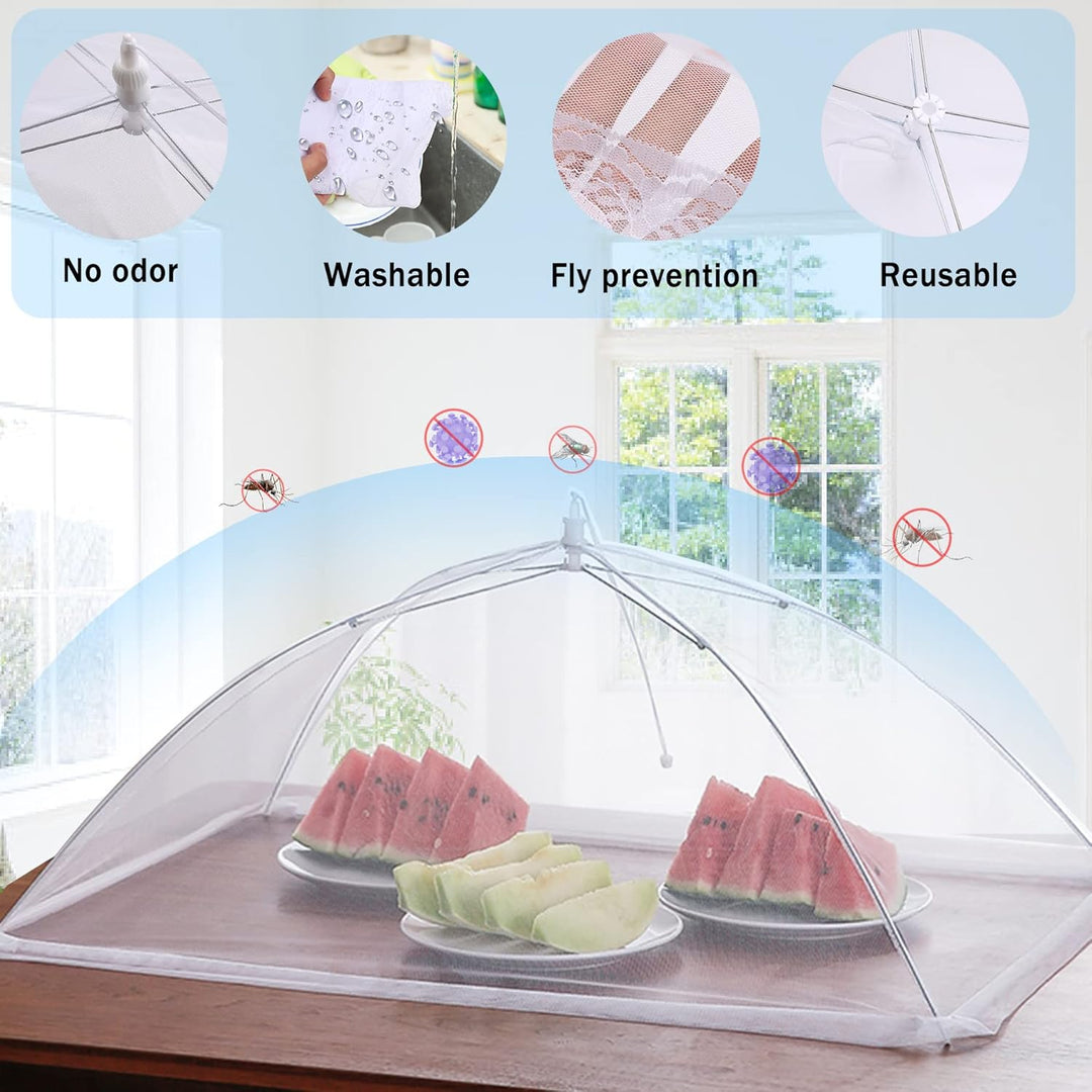 JULBEAR Extra Grosse Fliegenhaube, 4 Stück Mesh Abdeckhauben für Lebensmittel Faltbare Lebensmittela