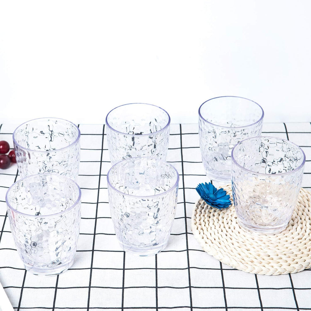 yongzhenlite 6er-Set Gehämmerter Stil 15 Unzen / 430 ml Acrylgläser Kunststoffbecher für Hochzeitsfe