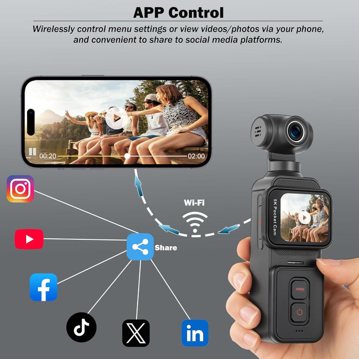 ydi 5K Bodycam Vlog Kamera mit Touchscreen, Körperkamera POV WLAN Pocket Action Cam mit Elektrisch 2