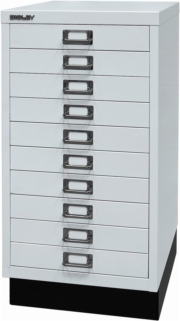 BISLEY MultiDrawer, 29er Serie mit Sockel, DIN A3, 10 Schubladen, Metall, 645 Lichtgrau, 43.2 x 34.9