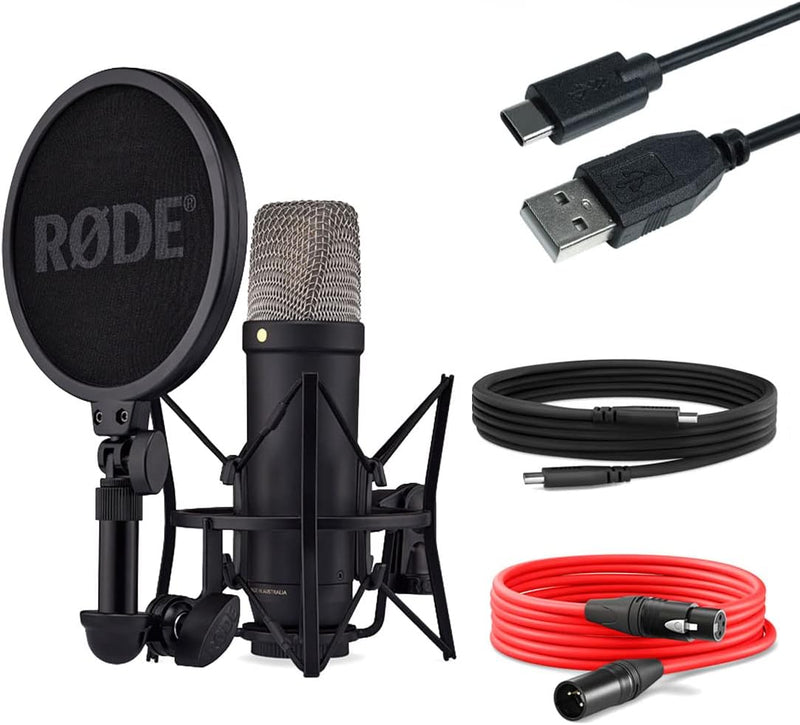 Rode NT1 5th Generation XLR USB Studio-Mikrofon Schwarz + keepdrum USB Kabel Typ A zu Typ C 50cm