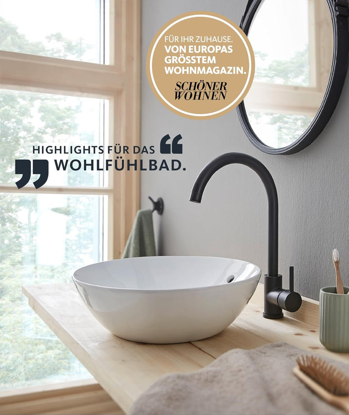SCHÖNER WOHNEN-Kollektion Waschtischarmatur CANTIS, Mattschwarz, Wasserhahn geeignet für wandhängend