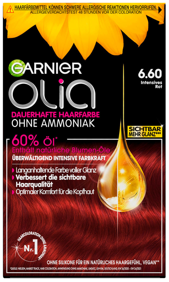 Garnier Olia Dauerhafte Haarfarbe ohne Ammoniak, Mit pflegenden und natürlichen Ölen, Vollständige G