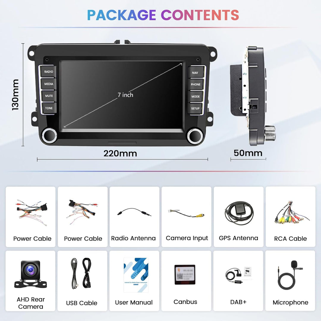 Hikity 2+64GB Android 15 Autoradio für VW Golf 5 Tiguan Touran Passat Polo Skoda Caddy Seat Radio Wi