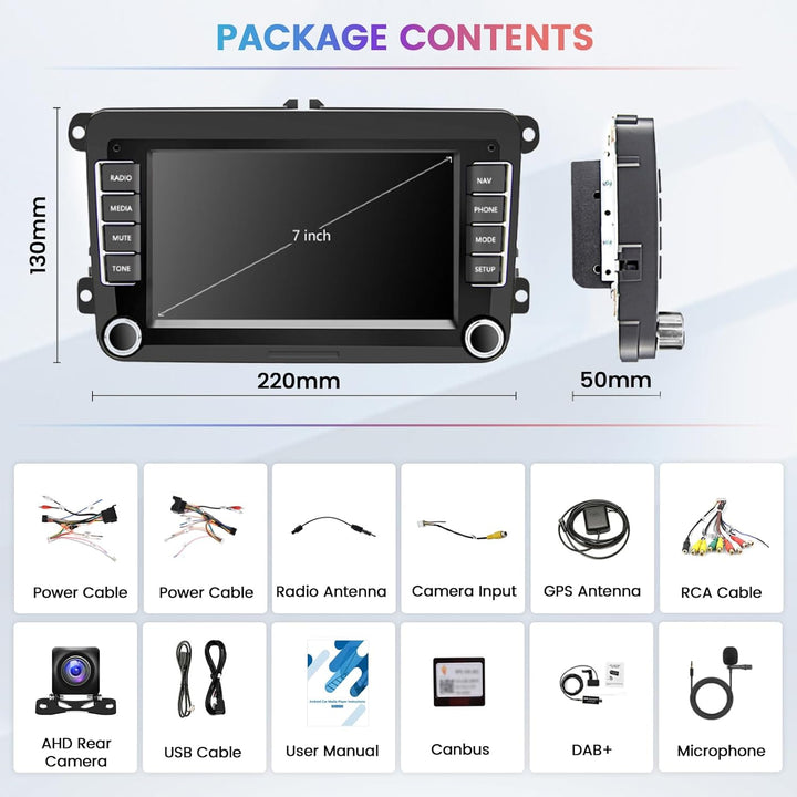 Hikity 2+64GB Android 15 Autoradio für VW Golf 5 Tiguan Touran Passat Polo Skoda Caddy Seat Radio Wi