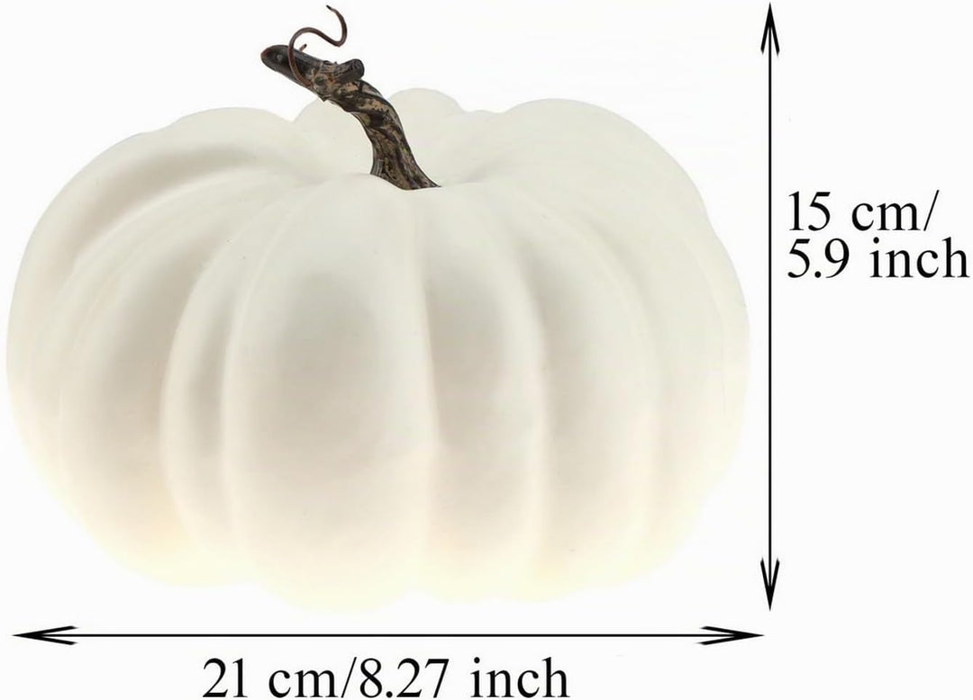 Woration 21 cm Gross Weiss Gefälschte Halloween Kürbis Künstlich Faux Herbst Kürbis Dekoration für P