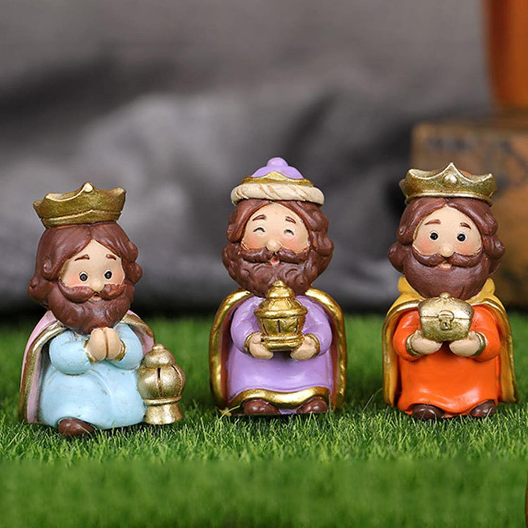 Weihnachtskrippe Set mit figuren, 10 Stück Jesus Krippe Figuren Statue, Krippenfiguren Harz, Weihnac