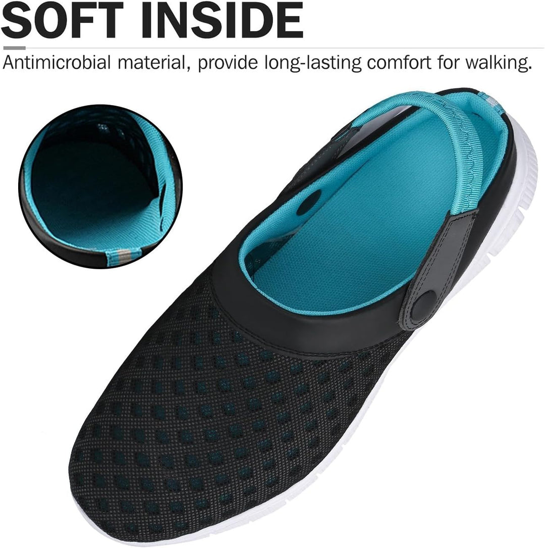 SAGUARO Sommer Unisex Clogs Hausschuhe Mesh Atmungsaktiv Gartenschuhe Gr. 36-48, Blau