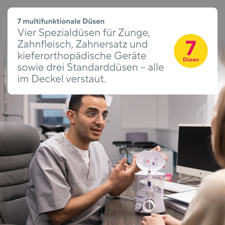 B.Well Swiss PRO-922 Stationäre Munddusche, Standgerät mit 10 Bedienmodi, 7 Düsen mit 360°-Rotation,