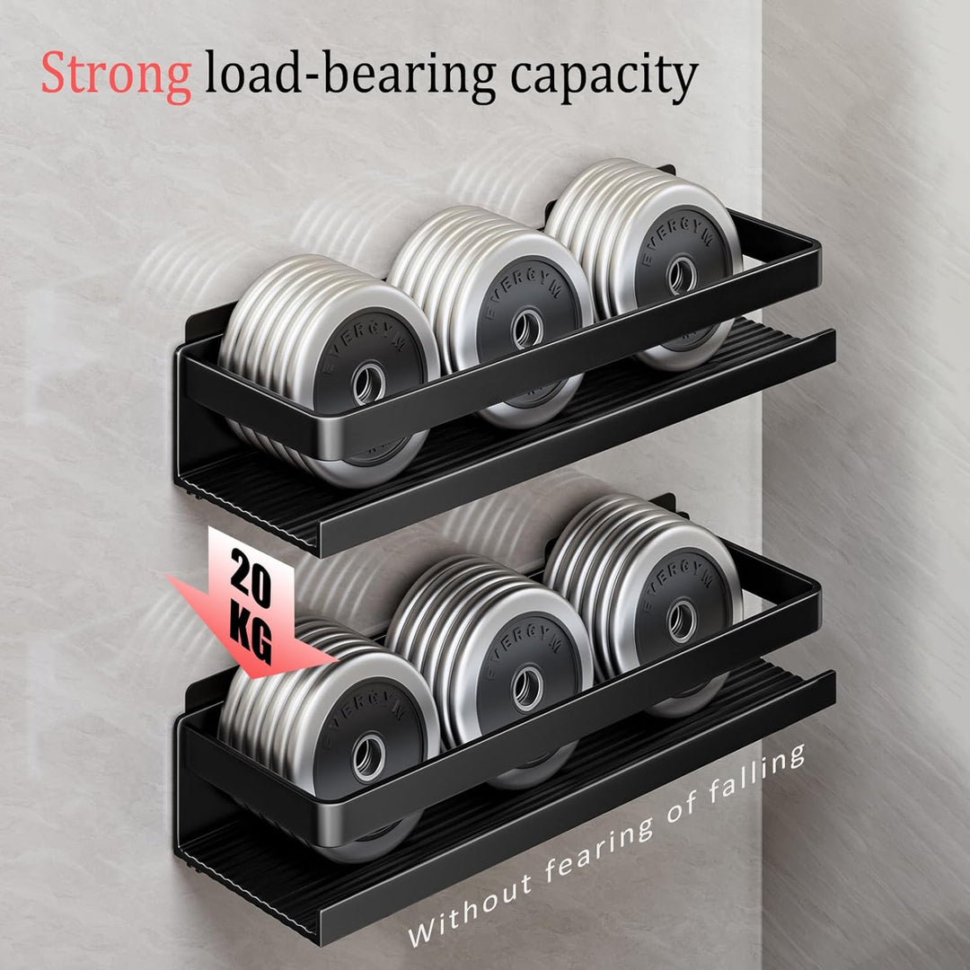 Duschkorb aus Aluminium, 30 cm, 2er-Pack, Badezimmer-Organizer, Wandmontage, Selbstklebender Duschko