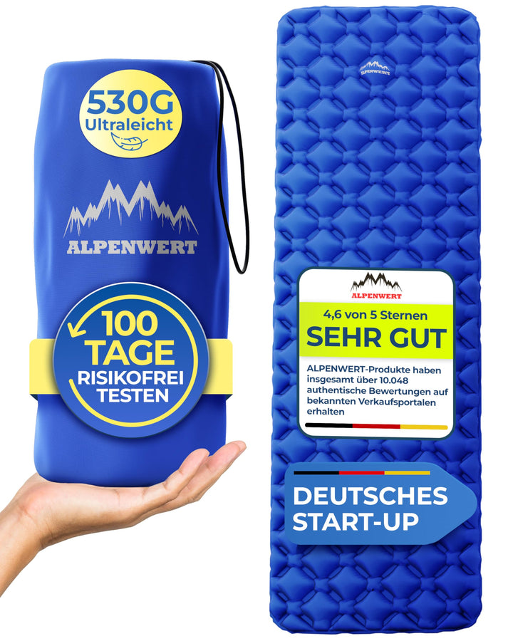 Alpenwert® Isomatte Outdoor [Kleines Packmass & Ultraleicht] Luftmatratze perfekt für Camping, Wande