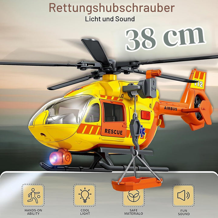 Grünes Militärspielzeug mit grossem Hubschrauber, Armeespielzeug mit Lichtern und Geräuschen, Geburt