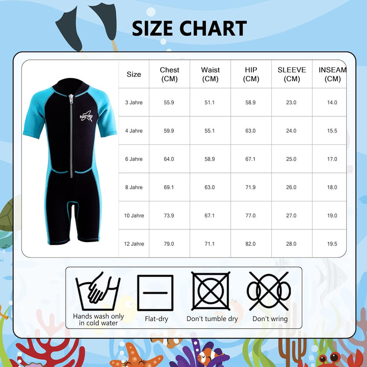 NATYFLY Kids Shorty Neoprenanzug 2.5mm Kinder Neopren Thermal Badeanzug UV-Schutz Badeanzüge für Mäd