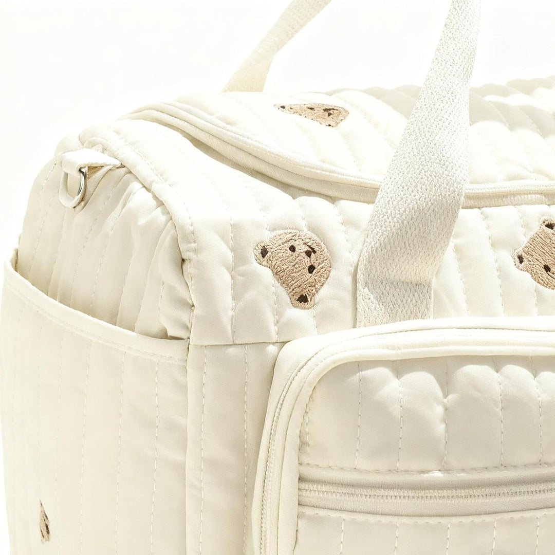 Windeltasche – Deluxe, niedliche Cartoon-Bärchen-Wickelfach-Tragetasche, Windeltasche mit grossem Fa