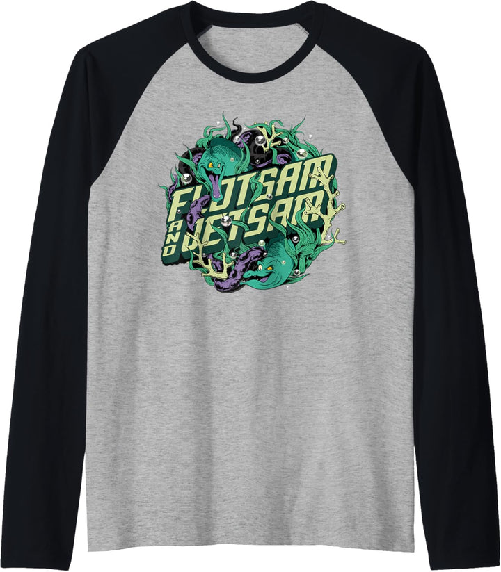 Disney Little Mermaid Flotsam & Jetsam Seaweed Portrait Logo Raglan