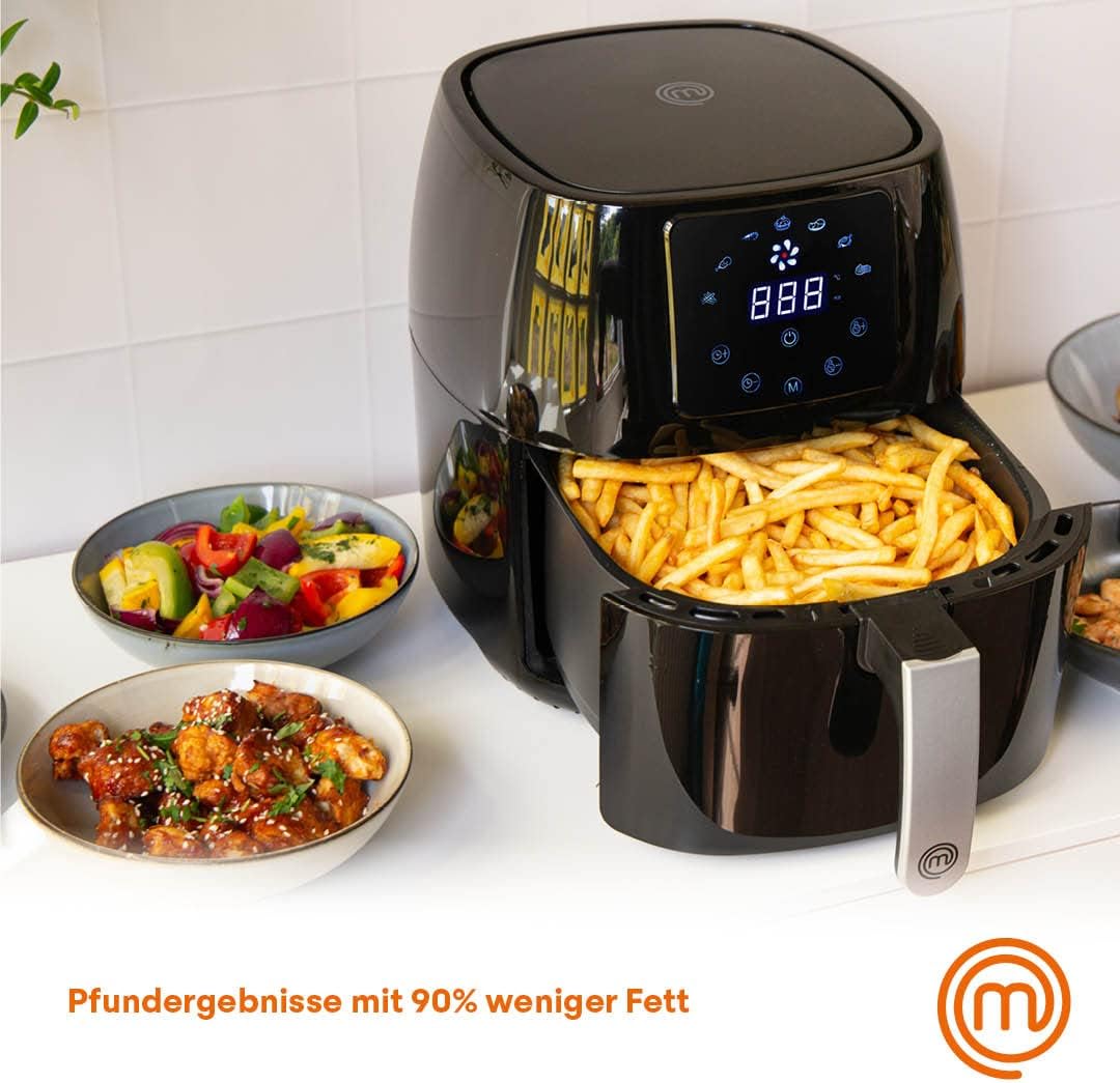MasterChef Heissluftfritteuse 4,5L Airfryer 1400W, Fritteuse Heissluft ohne Fett für 2-4 Personen, H