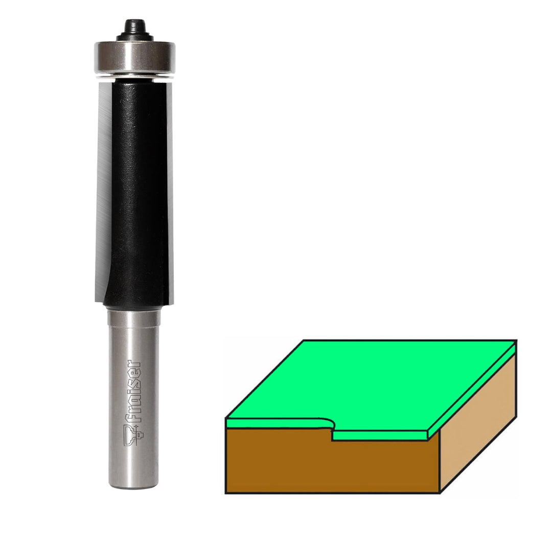 Fraiser Bündigfräser mit Anlaufring unten - 2 HM-Schneiden, Schnitthöhe 50 mm, Schaft 12 mm - für Ob