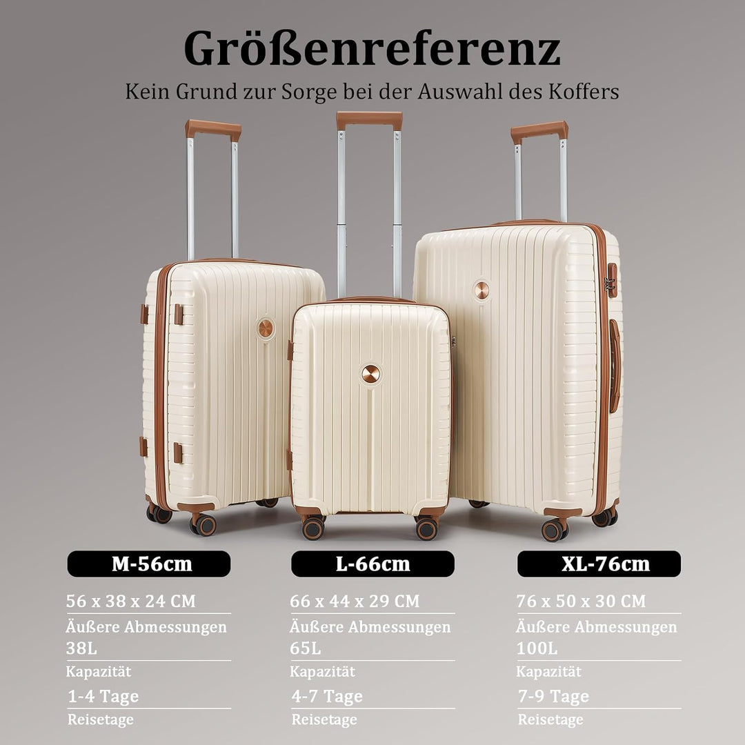 Joyway Kofferset 5tlg Hartschale Leicht PP mit 4 Rollen und TSA-Schloss Der Gepäcksets Enthält 1 Rei
