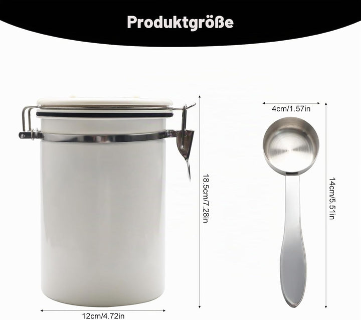 Coffee Bean Container (1.8 L), Airtight, Coffee Canister, Stainless Steel Material, Suitable for Cof