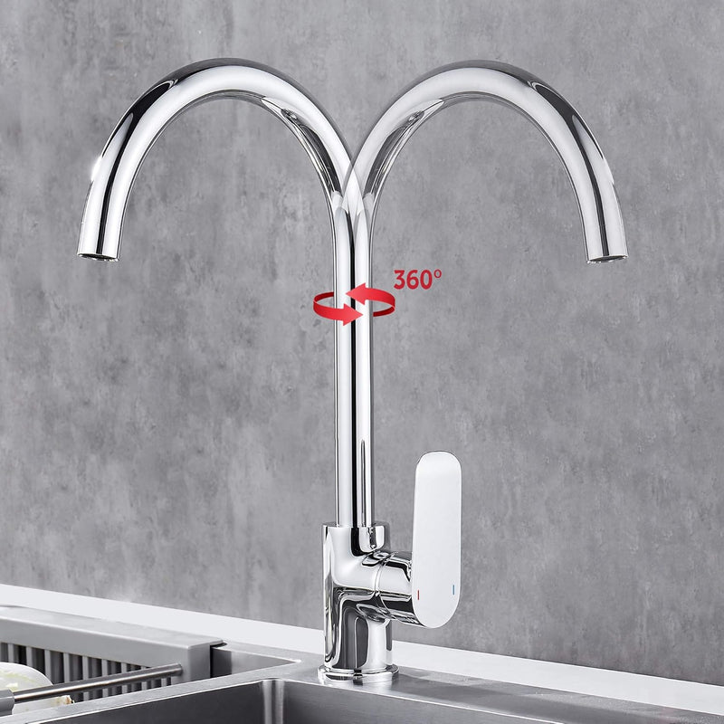 Hoomtaook Wasserhahn Küche Küchenarmatur Mischbatterie Küche Single Lever Um 360° Drehbar Messing Ve