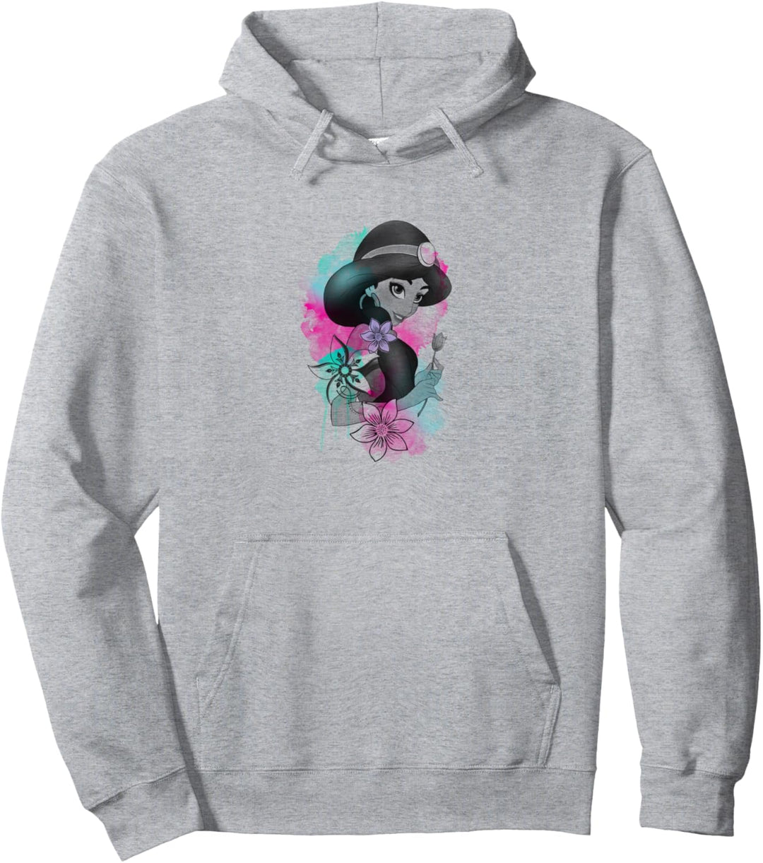 Disney Aladdin Jasmine Floral Watercolor Portrait Pullover Hoodie