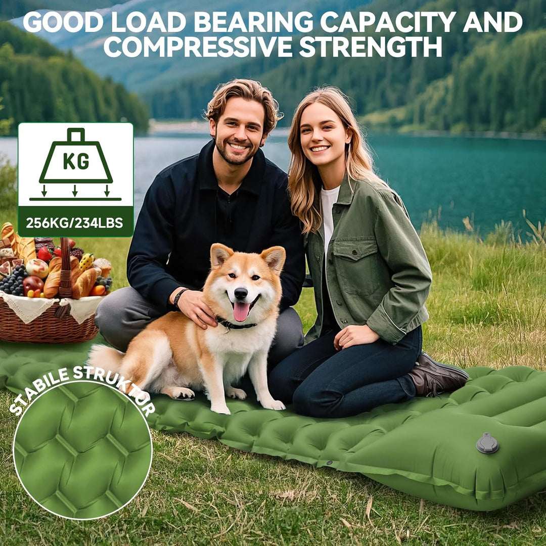 Isomatte Camping Luftmatratze Ultraleicht Camping Matratze mit Kissen Tragbar Luftzellenmatte Wasser
