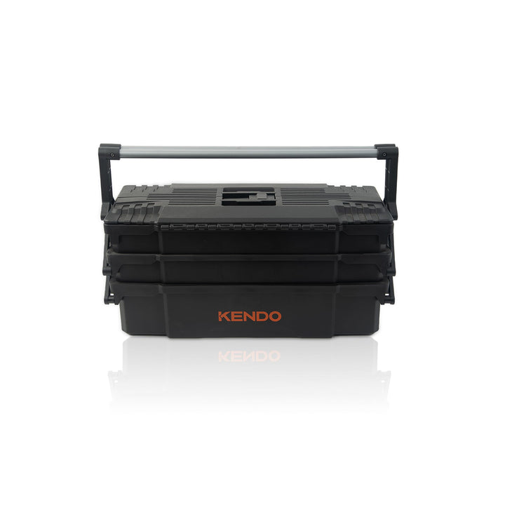 KENDO Werkzeugkasten leer Kunststoff - Leicht und extrem Robust - 46.5 x 23 x 21 cm - 4 aufklappbare