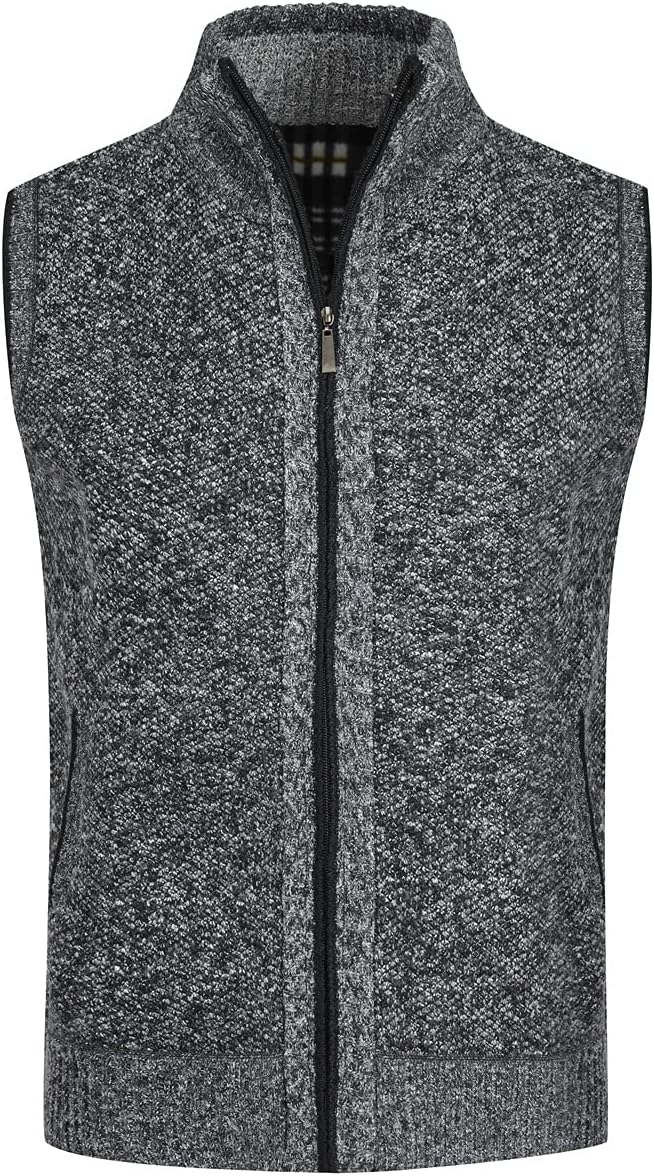 YOUTHUP Herren Weste Fleece Fütterung Winter Frühling Strickjacke Ärmellose Fleecejacke Stehkragen S