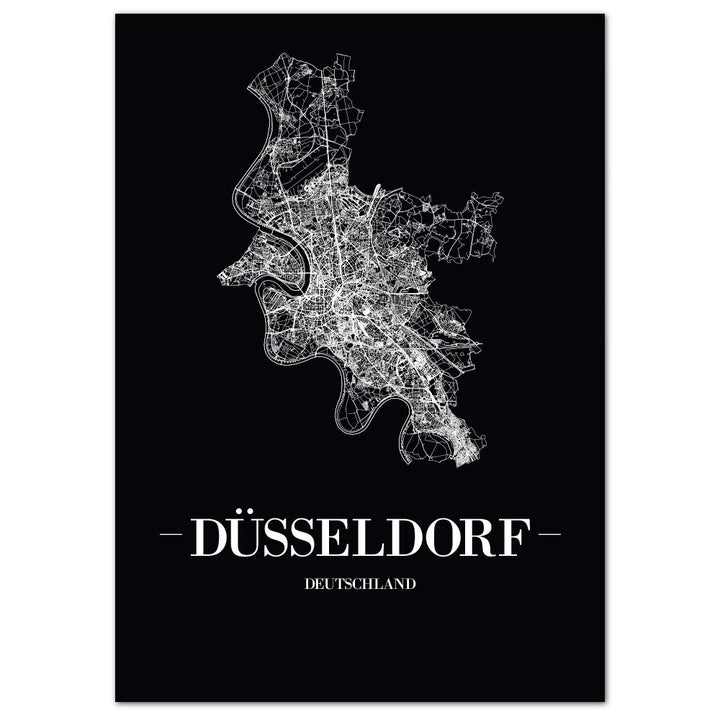 JUNIWORDS Stadtposter, Düsseldorf, Wähle eine Grösse, 60 x 90 cm, Poster, Schrift A, Schwarz 60 x 90