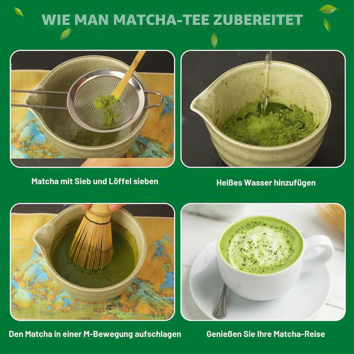 Matcha Set - Matcha Tea Set 7 Piece Matcha Besen Set, Matcha Zubehör - Matcha Set für Einsteiger - S