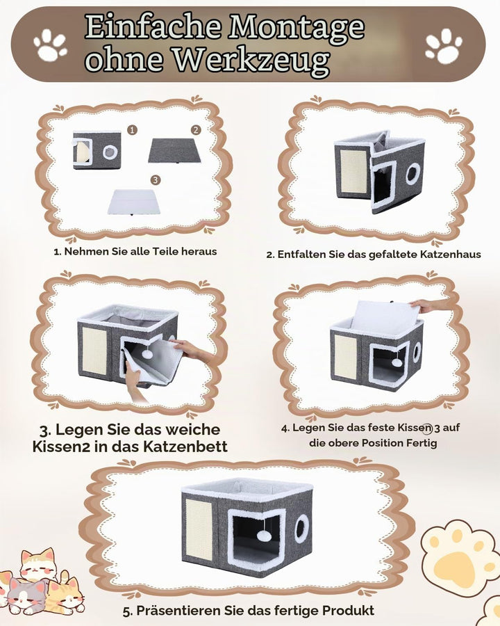 Katzenhaus Indoor Faltbare, Katzenbetten, katzenhöhle, Waschbare katzenhaus, mit einem hängenden Spi