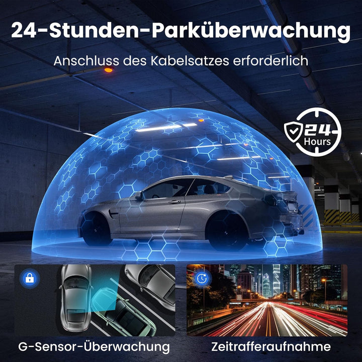 Dashcam Auto Front und Heck 4K+2K, 3,39" IPS Display mit 32GB Karte, WDR,Wi-Fi GPS, Nachtsicht, Park