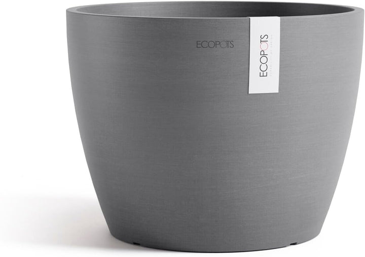 ECOPOTS Blumentopf Stockholm Grau - Durchmesser Ø 23 cm rund gross - Pflanzentopf aus Recycling Kuns