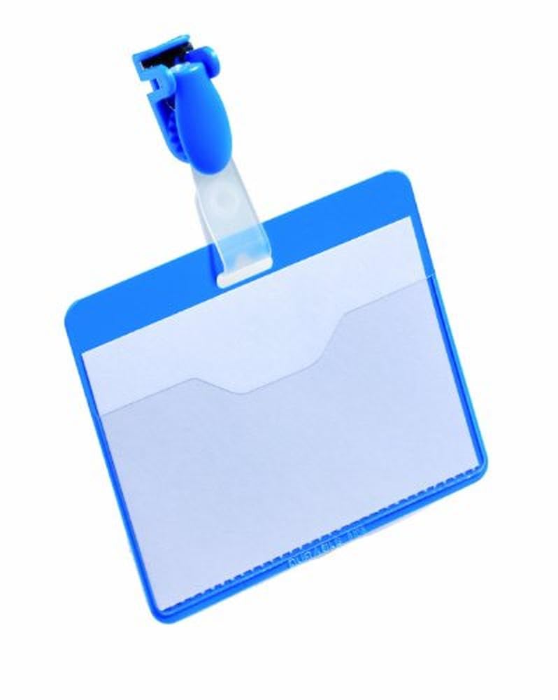 Durable Namensschild (mit Clip, 60 x 90 mm, Kunststoff) Packung à 25 Stück, blau, 810606, Blau